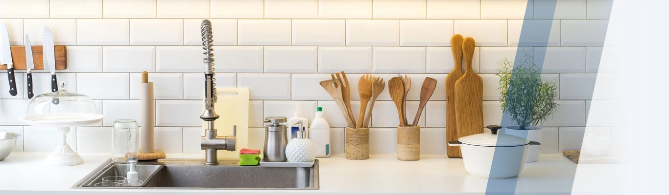 organized kitchen counter.